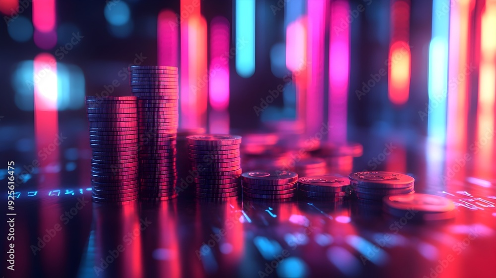 Poster detailed 3d rendered economic analysis with inflation indicators and financial data visualizations