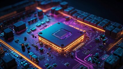 Little micochip, cpu, computer, data, technology process new modern hardware