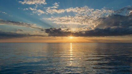 seaside view in sunset horizon beautiful landscape cloud in sky, blue ocean priceless view