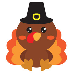 Cute thanksgiving turkey vector cartoon illustration