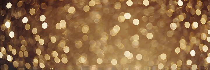 Bokeh light golden textured background, abstract wallpaper decoration, Christmas, new year, anniversary, ceremony and holidays related