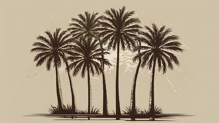 Pine trees abstract background illustration in cream backdrop tall trees