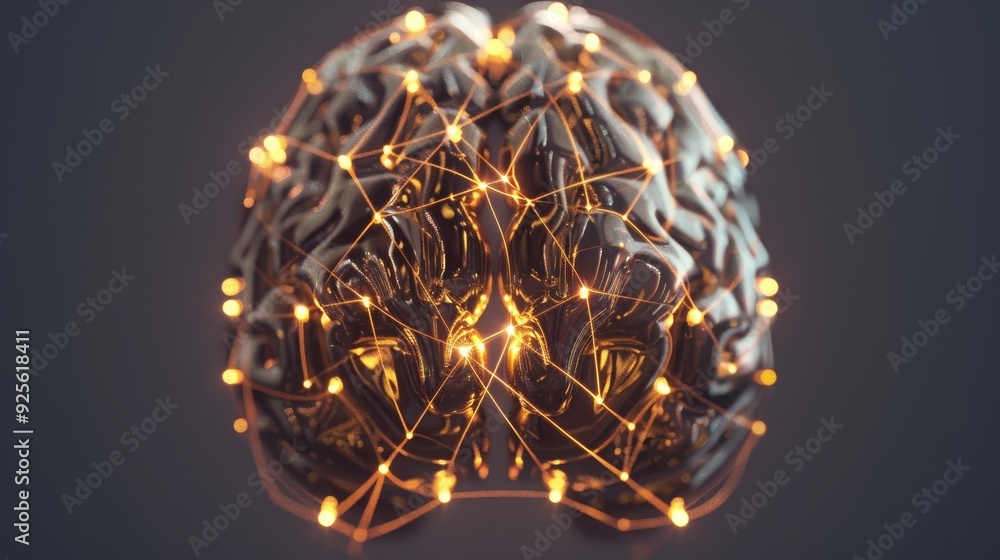 Aufkleber abstract artificial intelligence concept with illuminated neural network connections in a 3d brain s