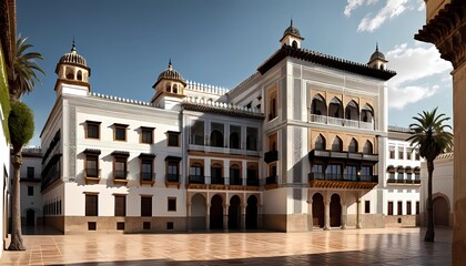Fototapeta premium Illustration of the building of the Andalusian kingdom. Illustration of historical buildings. Generate AI