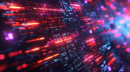 A vibrant, abstract representation of a digital interface with bright lines and patterns, evoking themes of technology and data flow
