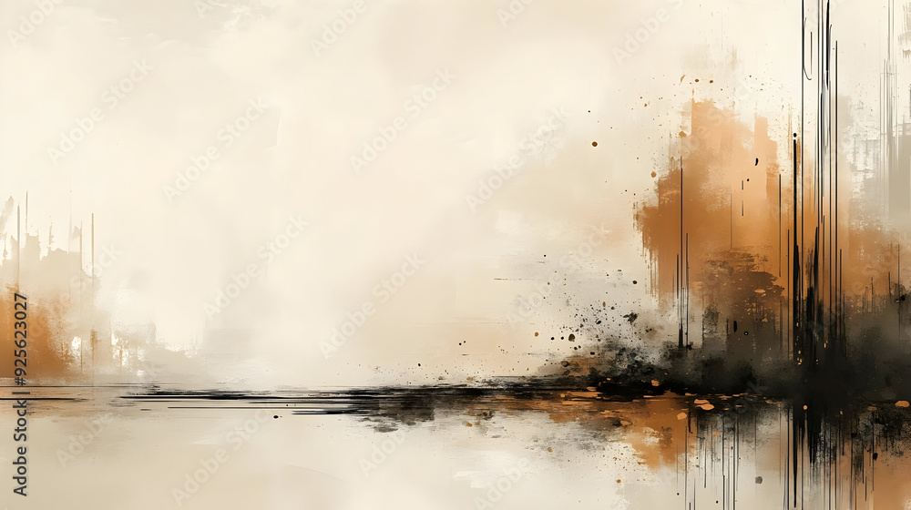 Poster abstract landscape with soft colors and textured elements.