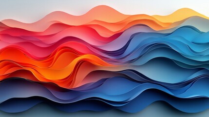 Fototapeta premium Colorful paper waves in layered patterns with vibrant hues creating an abstract landscape