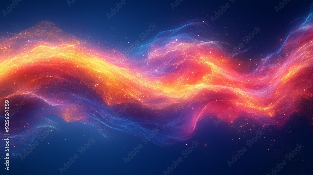 Poster colorful swirling abstract patterns in a cosmic background