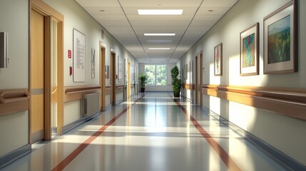 Vector background. Inside large hospital