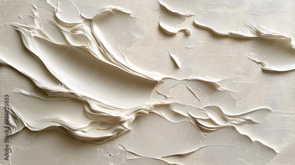 Poster abstract texture with layered white paint on a canvas.