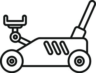 Hydraulic car jack lifting platform raising vehicle for repairing at service station, outline icon style
