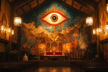 Eye of Providence Historic Mural Christianity, Freemasonry Religion Spiritual Symbol
