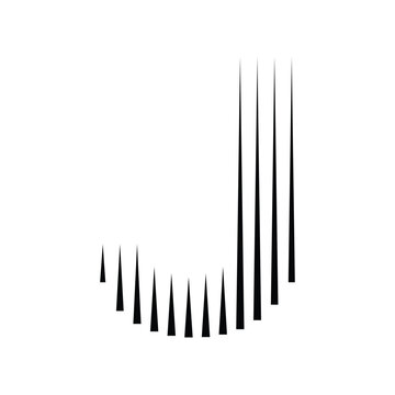 Letter J logo with abstract geometric vertical parallel lines