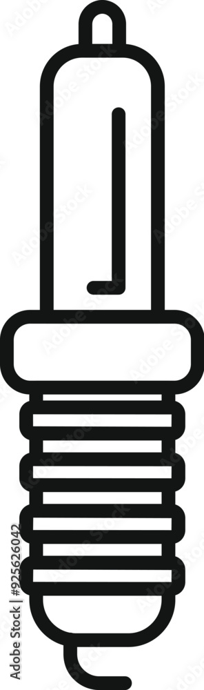 Poster simple line vector icon of a car spark plug, essential for engine ignition