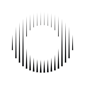 Letter O logo with abstract geometric vertical parallel lines