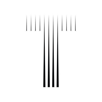 Letter T logo with abstract geometric vertical parallel lines