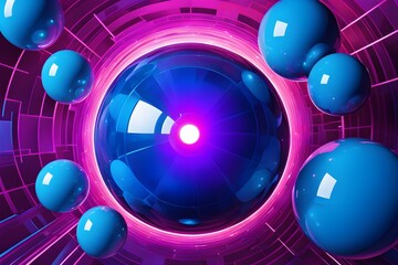 Obraz premium A blue sphere with a purple glow surrounding it