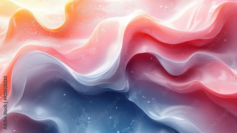 Poster abstract swirl of soft colors resembling flowing fabric with hints of pink and blue in an artistic c