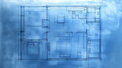 Blueprint of a modern architectural floor plan.