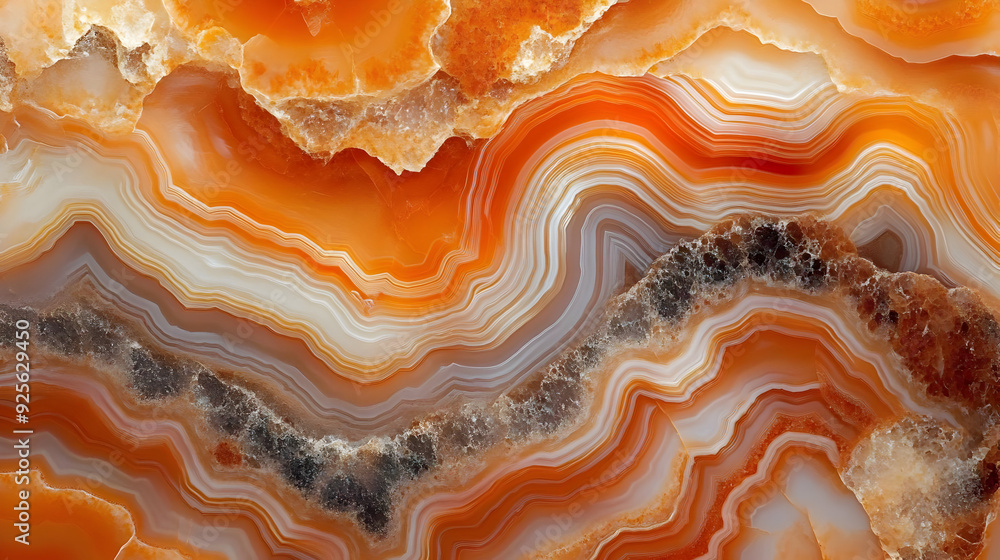 Poster close-up of colorful agate stone with intricate patterns.