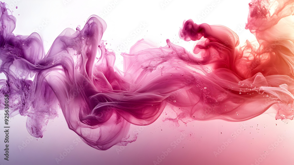 Poster Colorful abstract smoke waves in shades of purple and pink.