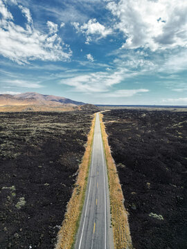 Highway ina volcanic landscape