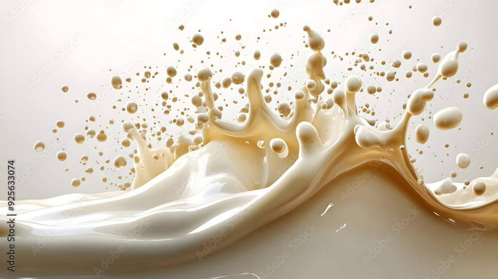 Poster creamy liquid splash creating an artistic visual effect.