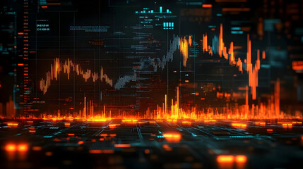 Fototapeta premium Digital visualization of financial data with graphs and metrics.
