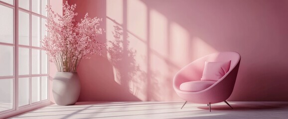 Monochrome Interior In A Pink Color Palette