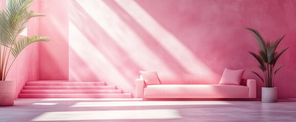 Monochrome Interior In A Pink Color Palette