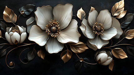 Elegant floral design featuring intricate flowers and leaves.