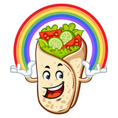Happy cartoon burrito with rainbow