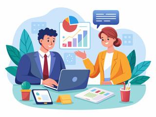 Fototapeta premium corporate management team meeting illustration