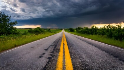 Fototapeta premium Straight asphalt highway road