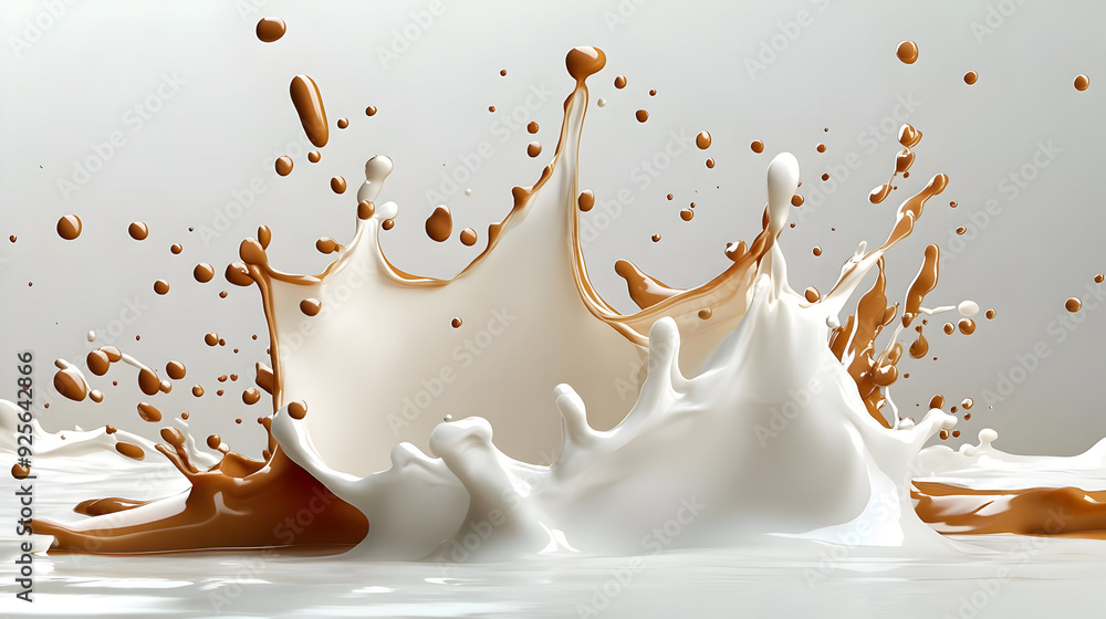 Aufkleber splash of milk and chocolate creating dynamic visual effects.