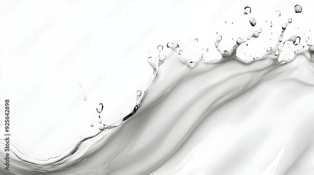 Poster splashing water creating dynamic waves and droplets.