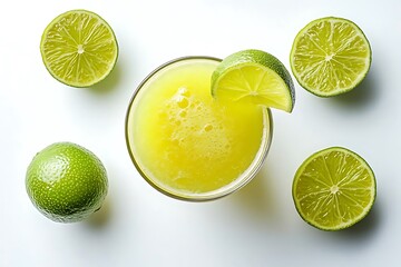 Glass of Lime Juice with Lime Slices - Photo