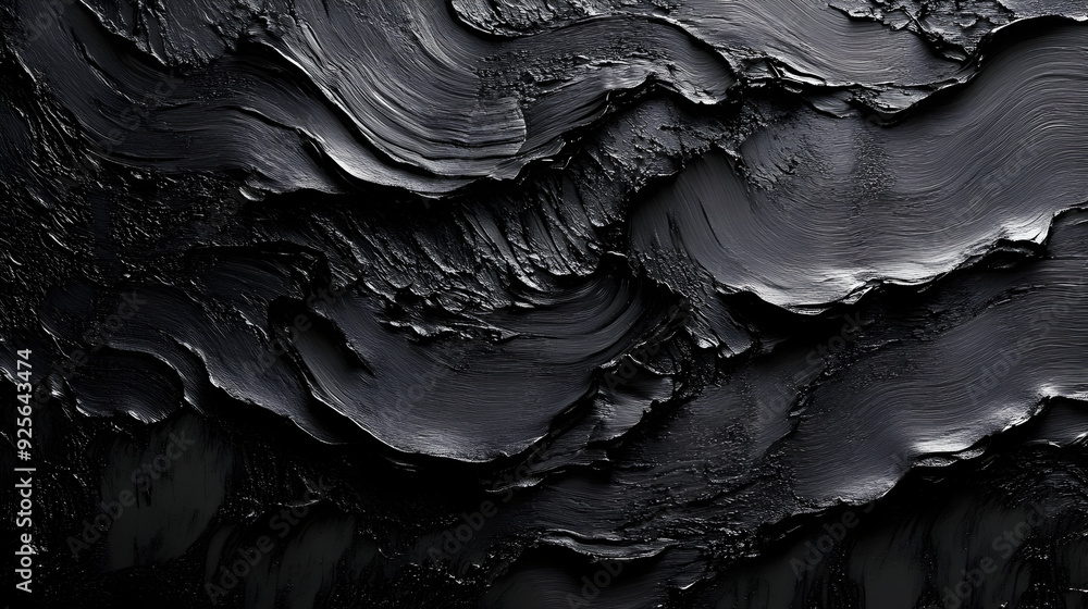 Poster textured black surface with flowing patterns and depth.