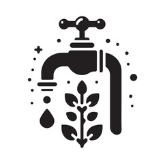 Water Taps icon silhouette vector illustration 