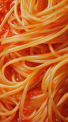 Close up photo of a plate of spaghetti with marinara sauce