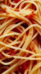 Close up photo of a plate of spaghetti with marinara sauce