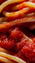 Close up photo of a plate of spaghetti with marinara sauce