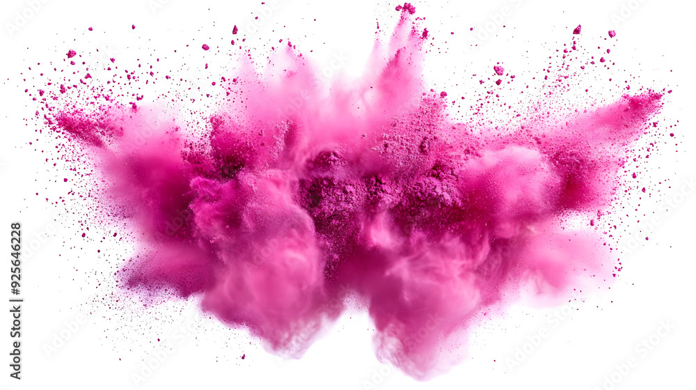 Poster vibrant pink powder explosion creating a dynamic visual effect.