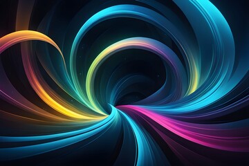 A colorful swirl of light and dark blue, purple, and green