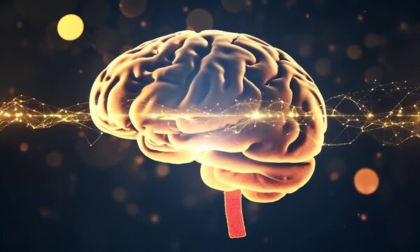 Human brain image: intricate neural network, cognitive processes, gray matter, white matter, lobes, hemispheres