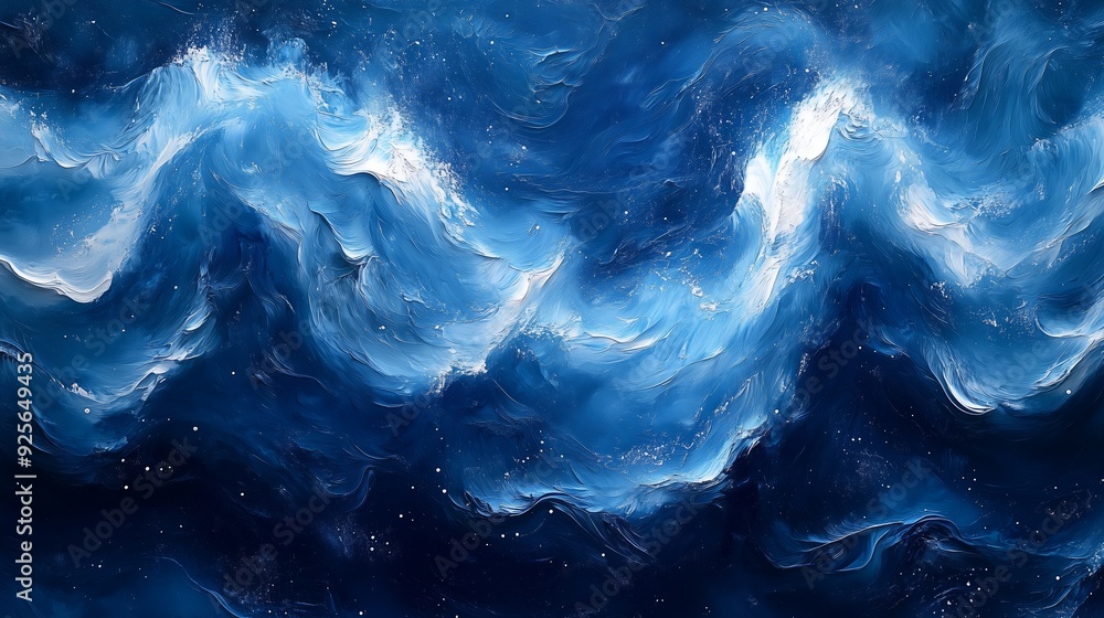 Aufkleber abstract waves in deep blue tones displaying fluid movement and swirling patterns, evoking the ocean
