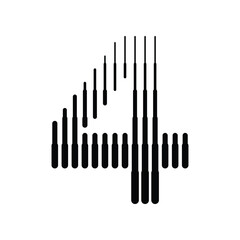 Number 4 with Abstract Line Pattern