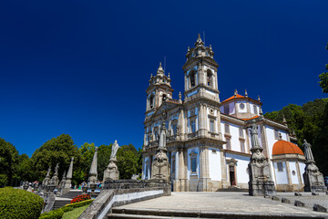 Obraz premium View of the Sanctuary of Bom Jesus do Monte is a Portuguese Catholic shrine in Tenões, outside the city of Braga, in northern Portugal.