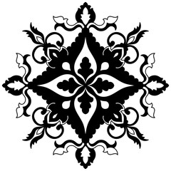 black mandala lines no color on white Mandala for decorating books