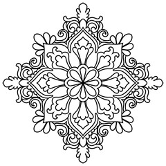 black mandala lines no color on white Mandala for decorating books